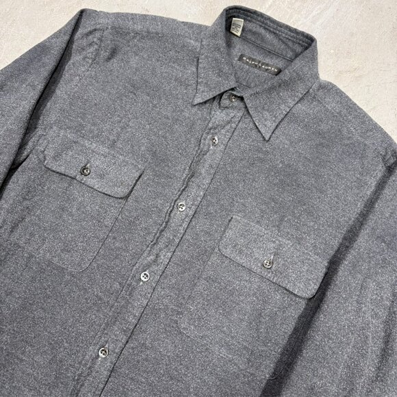 Ralph Lauren Black Label Knit Dress Shirt Made in Italyy Cotton Grey Small - Picture 2 of 7